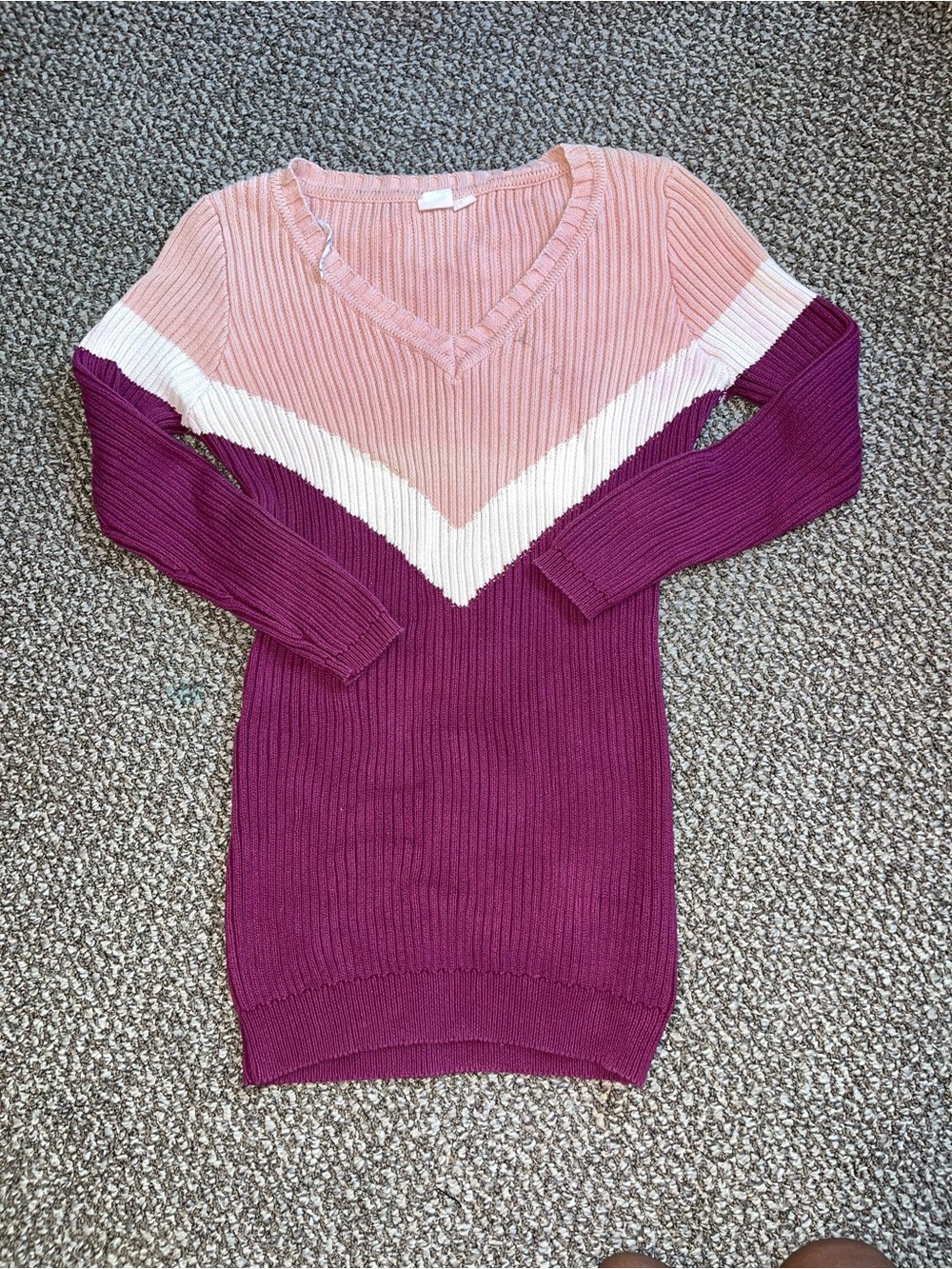 Somedays Lovin Pink, White & Berry Ribbed V-Neck Sweater Dress